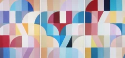 Online Pamono Natalia Roman, Colorful Shoots and Ladders Triptych, 2025, Acrylic on Watercolor Paper