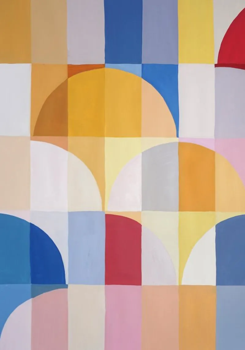 New Pamono Natalia Roman, Primary Arcs and Curves, 2025, Acrylic on Watercolor Paper