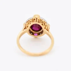 Pamono Natural Burmese 2 Ct Ruby and Diamond Halo Ring><noscript><img width=