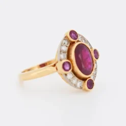 Pamono Natural Burmese 2 Ct Ruby and Diamond Halo Ring><noscript><img width=