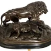 Outlet Pamono Naturalistic Sculpture, 1890s, Metal on Wood Base