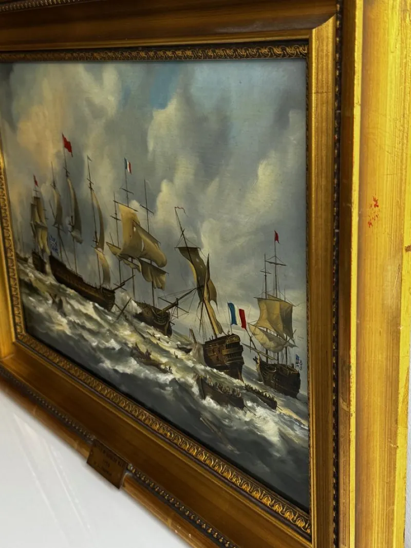 Clearance Pamono Naval Battle, Quiberon Bay, 1759, Oil Painting