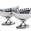Outlet Pamono Nave-Shaped Silver Salt and Pepper Shakers with Scalloped Rims, Set of 2