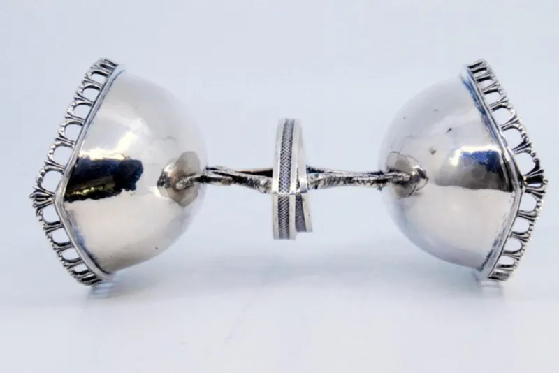 Outlet Pamono Nave-Shaped Silver Salt and Pepper Shakers with Scalloped Rims, Set of 2