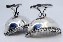 Outlet Pamono Nave-Shaped Silver Salt and Pepper Shakers with Scalloped Rims, Set of 2