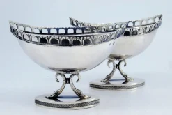 Outlet Pamono Nave-Shaped Silver Salt and Pepper Shakers with Scalloped Rims, Set of 2