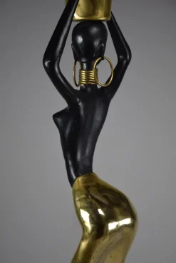 Pamono Ndebele Artist, Mid Century Modern Female Sculpture, 1970s, Brass & Copper><noscript><img width=