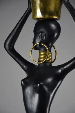 Pamono Ndebele Artist, Mid Century Modern Female Sculpture, 1970s, Brass & Copper><noscript><img width=