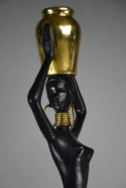 Pamono Ndebele Artist, Mid Century Modern Female Sculpture, 1970s, Brass & Copper><noscript><img width=