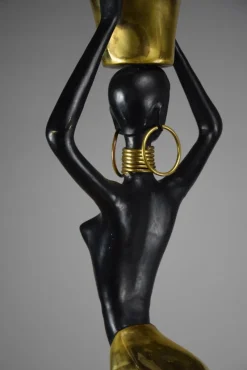 Pamono Ndebele Artist, Mid Century Modern Female Sculpture, 1970s, Brass & Copper><noscript><img width=