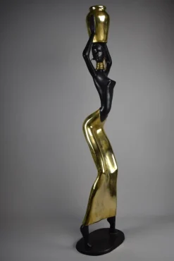 Pamono Ndebele Artist, Mid Century Modern Female Sculpture, 1970s, Brass & Copper><noscript><img width=