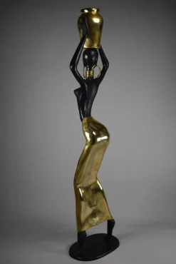 Pamono Ndebele Artist, Mid Century Modern Female Sculpture, 1970s, Brass & Copper><noscript><img width=