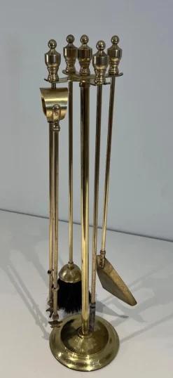 Hot Pamono Neoclassical Brass Fire Set, 1970s