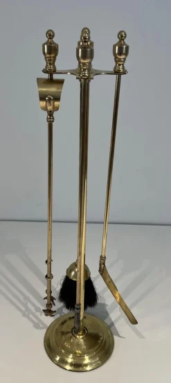 Hot Pamono Neoclassical Brass Fire Set, 1970s