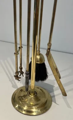 Hot Pamono Neoclassical Brass Fire Set, 1970s