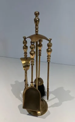 New Pamono Neoclassical Brass Fire Set, 1970s