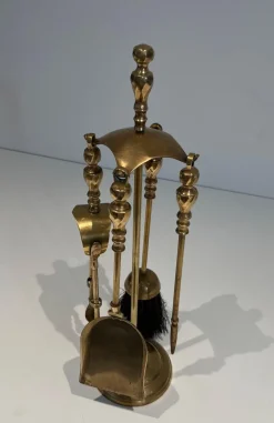 New Pamono Neoclassical Brass Fire Set, 1970s