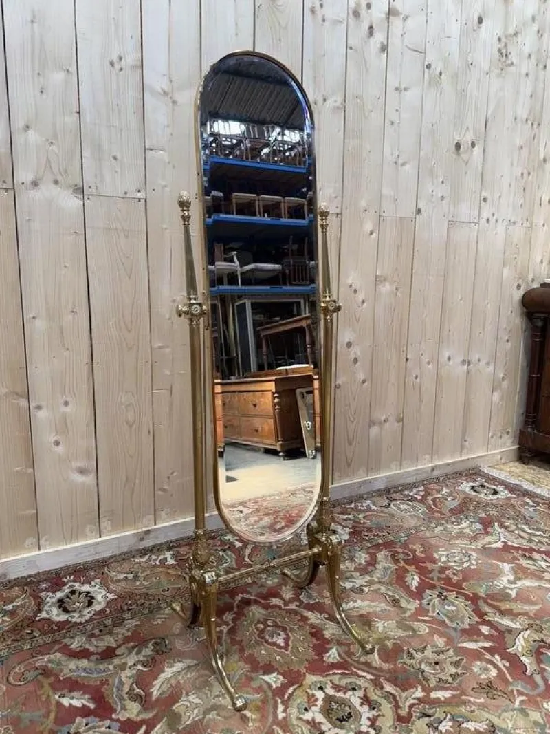 Clearance Pamono Neoclassical Brass Psyche Mirror