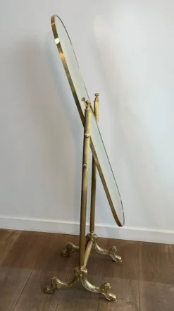 Pamono Neoclassical Brass Psyche Mirror><noscript><img width=
