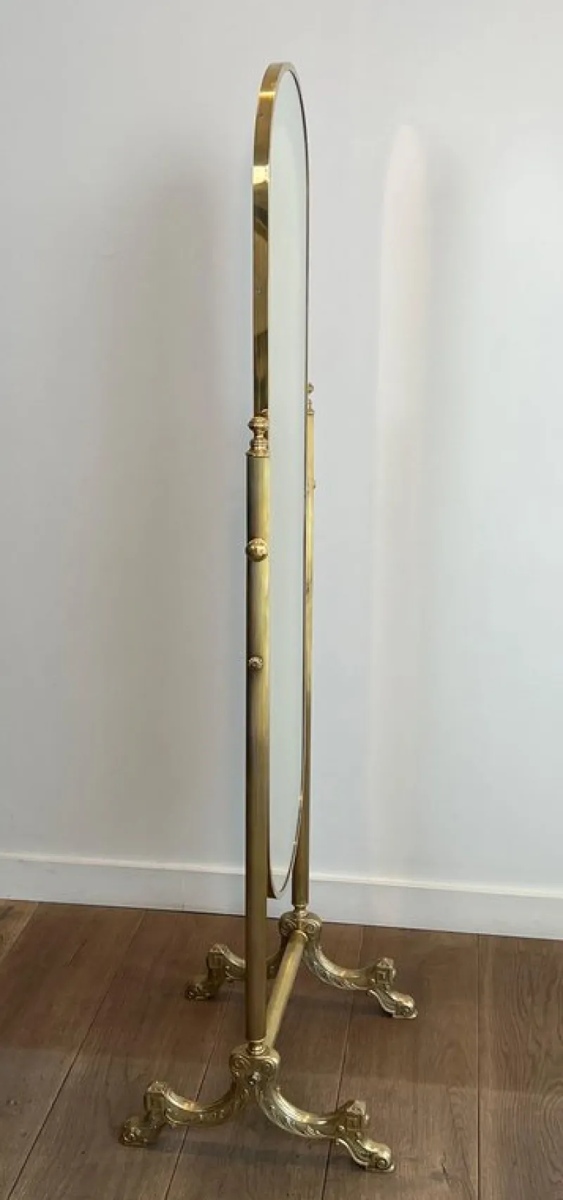 Pamono Neoclassical Brass Psyche Mirror> Mirrors