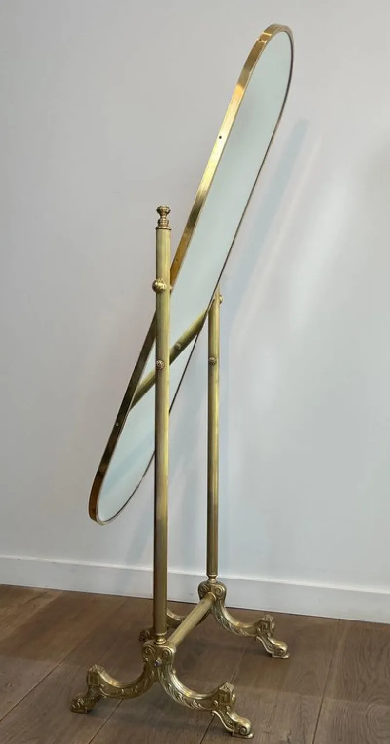 Pamono Neoclassical Brass Psyche Mirror> Mirrors