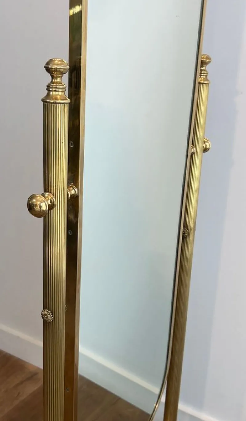 Pamono Neoclassical Brass Psyche Mirror> Mirrors