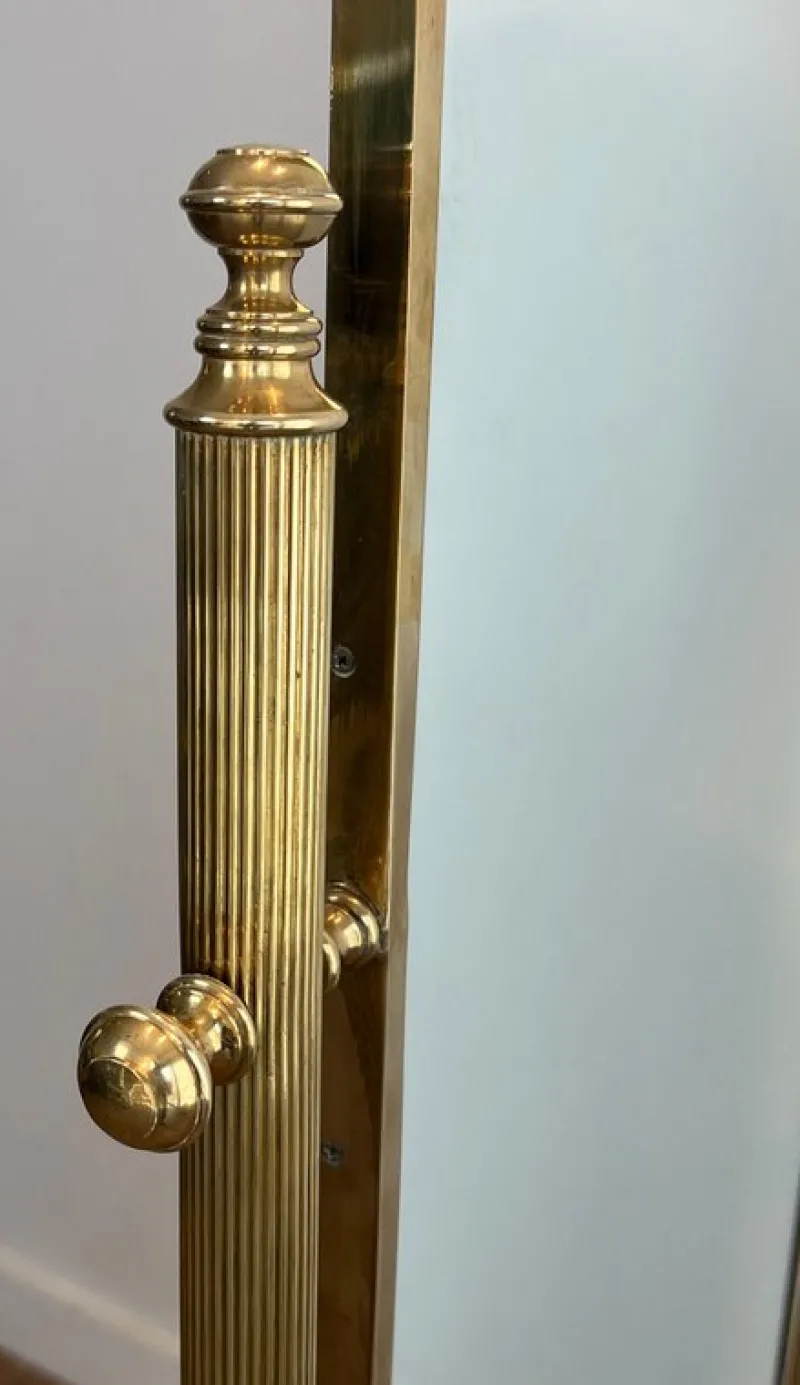 Pamono Neoclassical Brass Psyche Mirror> Mirrors