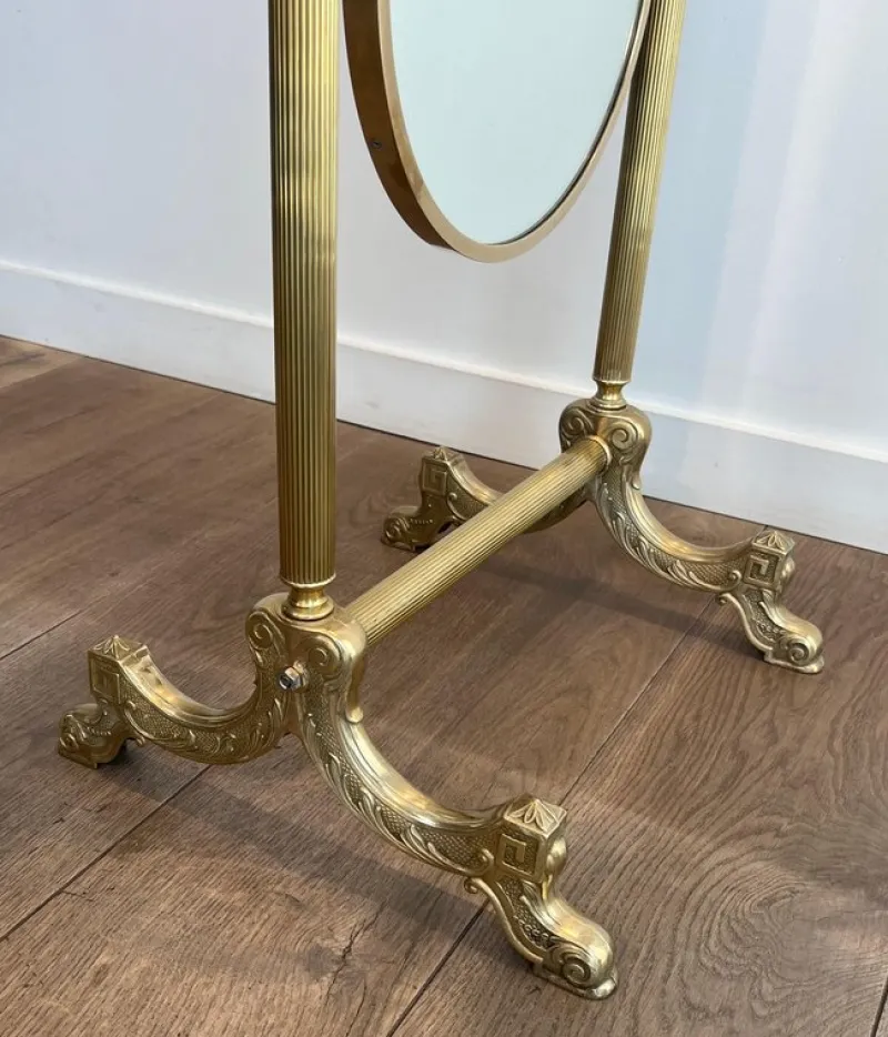 Pamono Neoclassical Brass Psyche Mirror> Mirrors