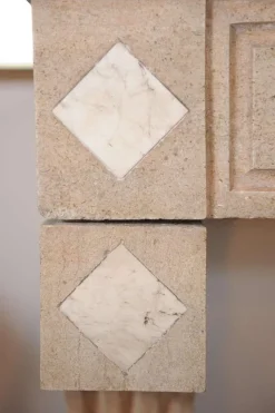 Pamono Neo-Classical Carved Limestone Fireplace><noscript><img width=