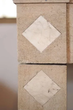 Pamono Neo-Classical Carved Limestone Fireplace><noscript><img width=