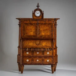 Pamono Neoclassical Cylinder Secretaire Desk with Clock, 1780> Secretaires