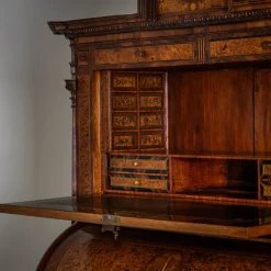 Pamono Neoclassical Cylinder Secretaire Desk with Clock, 1780><noscript><img width=