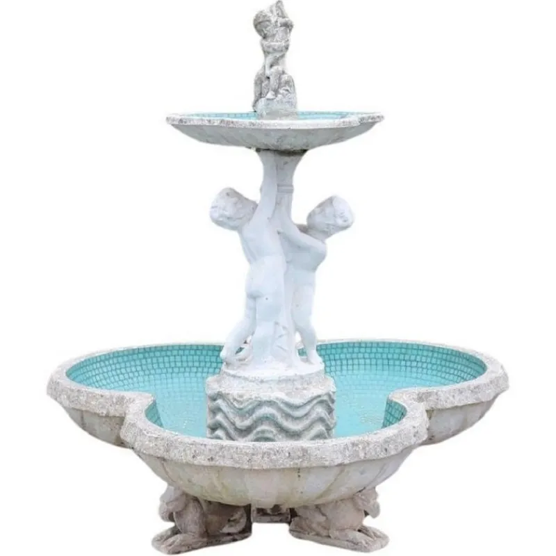 Pamono Neoclassical Garden Fountain with Statue, Early 20th Century> Garden Accessories