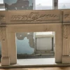 New Pamono Neoclassical Hand-Carved White Marble Fireplace Mantle with Laurel and Rosette