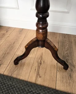 New Pamono Neoclassical Italian Walnut Inlay Tripod Game Table, 1950s