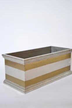 Pamono Neoclassical Rectangular Aluminium and Brass Planter, 1970s> Planters And Jardiniere