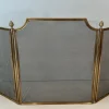Pamono Neoclassical Style Fire Screen in Brushed Steel, Brass and Mesh in the style of Maison Jansen, 1940s> Fireplaces And Mantels