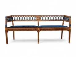 Pamono Neoclassical Style Walnut Bench with Maple Inlays