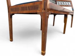 Pamono Neoclassical Style Walnut Bench with Maple Inlays