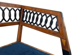 Pamono Neoclassical Style Walnut Bench with Maple Inlays