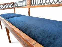 Pamono Neoclassical Style Walnut Bench with Maple Inlays