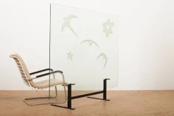 Pamono Neolia Folding Screen with Black Lacquered Flat Steel Base by Andrea Branzi for Zanotta, 1989><noscript><img width=