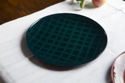 Discount Pamono Network Blue Plate in Lacquered Urushi Glass by Eliana Lorena for Hands On Design