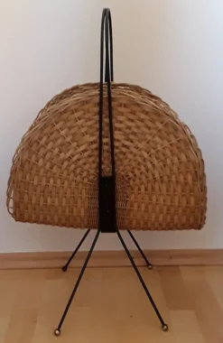 Hot Pamono Newspaper Stand in Metal and Raffia, 1970s