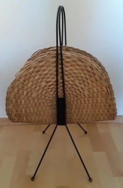 Hot Pamono Newspaper Stand in Metal and Raffia, 1970s