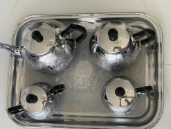 Pamono Nickel-Plated Aluminum Coffee Set, 1970s, Set of 5><noscript><img width=