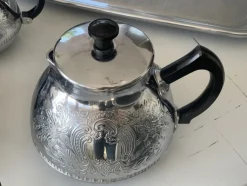 Pamono Nickel-Plated Aluminum Coffee Set, 1970s, Set of 5><noscript><img width=