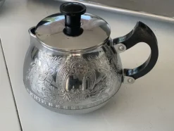 Pamono Nickel-Plated Aluminum Coffee Set, 1970s, Set of 5><noscript><img width=