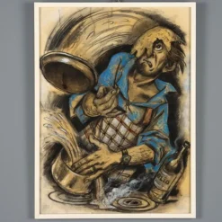 Outlet Pamono Nicola Benois, Composition, Mixed Media on Paper
