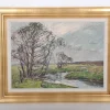 Pamono Niels Holbak, Danish Landscape Painting, Oil on Canvas, Framed> Art Nouveau